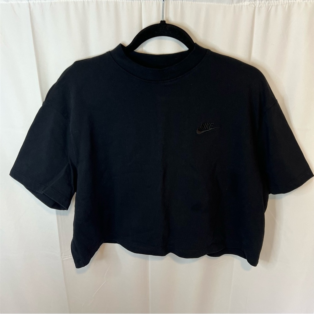 Women's Nike Cropped Tee Crew Neck Drop Sleeve Tone on Tone Logo Size Large - Picture 5 of 7